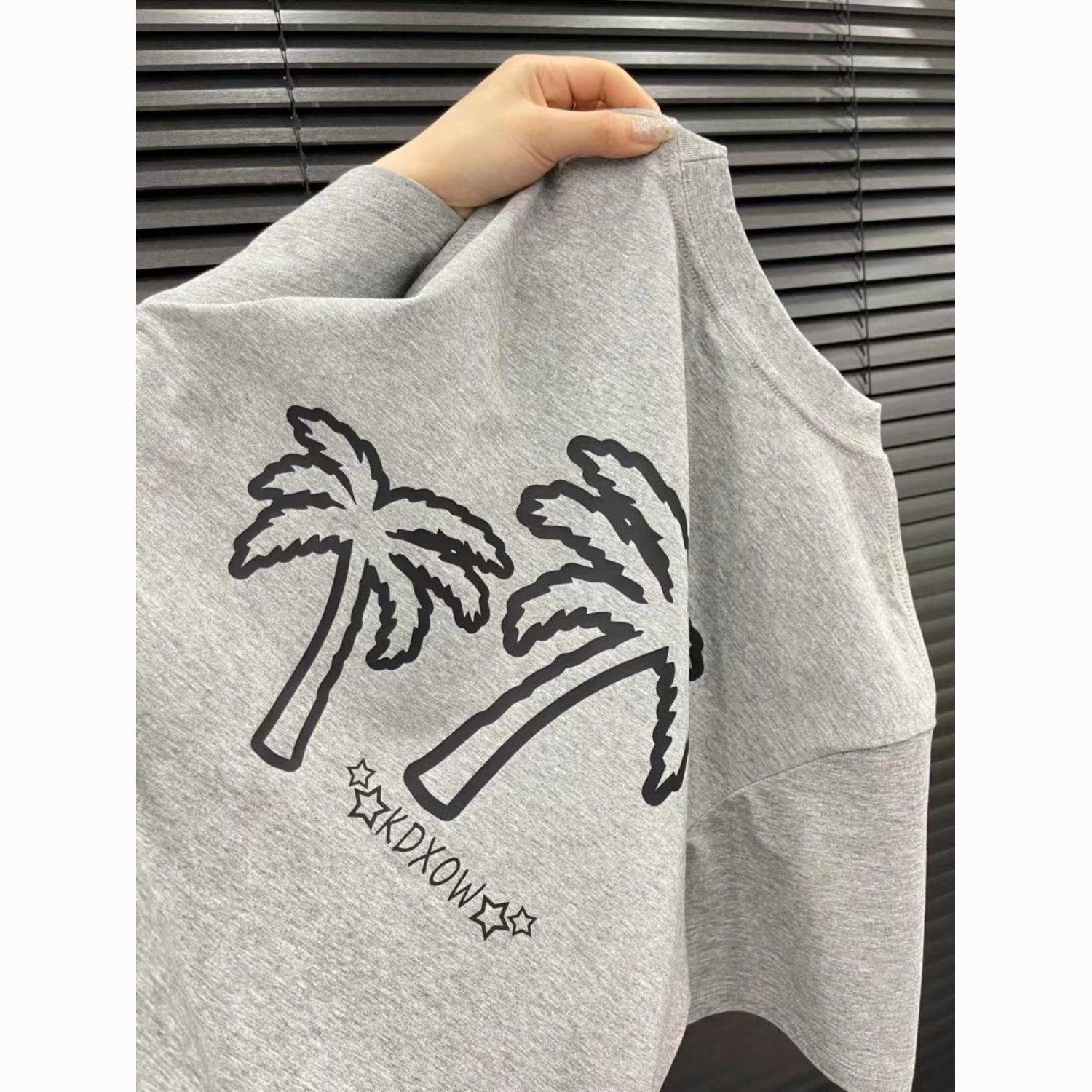 brand foreign trade cut label tail order counter withdraw ~ fun coconut tree front and rear printed t-shirt men and women summer short-sleeved top