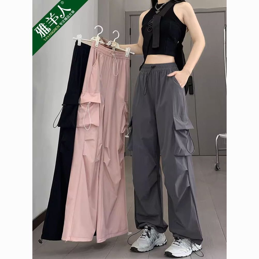 quick-drying overalls women‘s pants spring and autumn 2024 new high waist wide leg american mountaineering summer thin sports pants