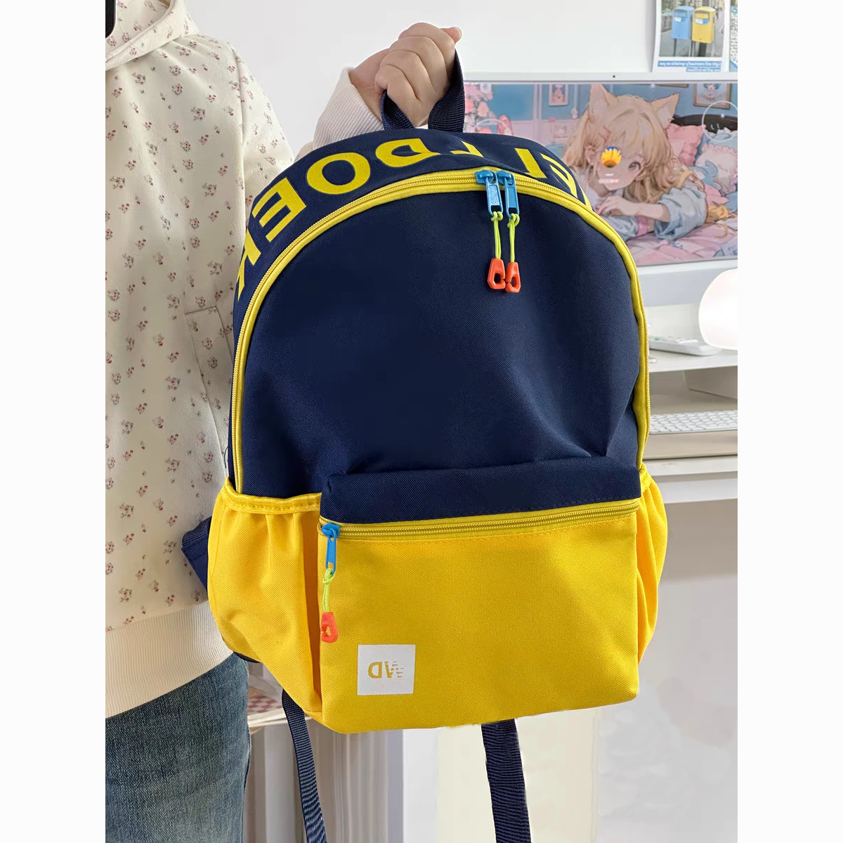 high-looking schoolbag female college student korean style girl children contrast color small backpack junior high school student backpack