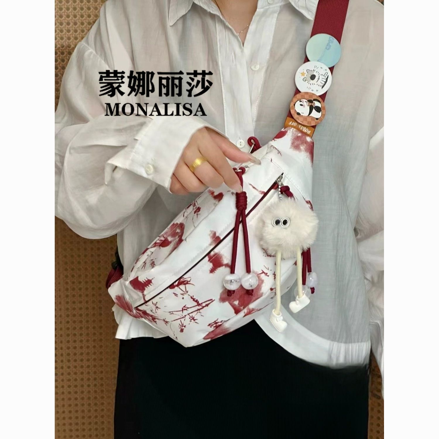 new chinese style niche chest bag women‘s messenger bag student minimalist all-matching small bag cell phone bag casual waist bag