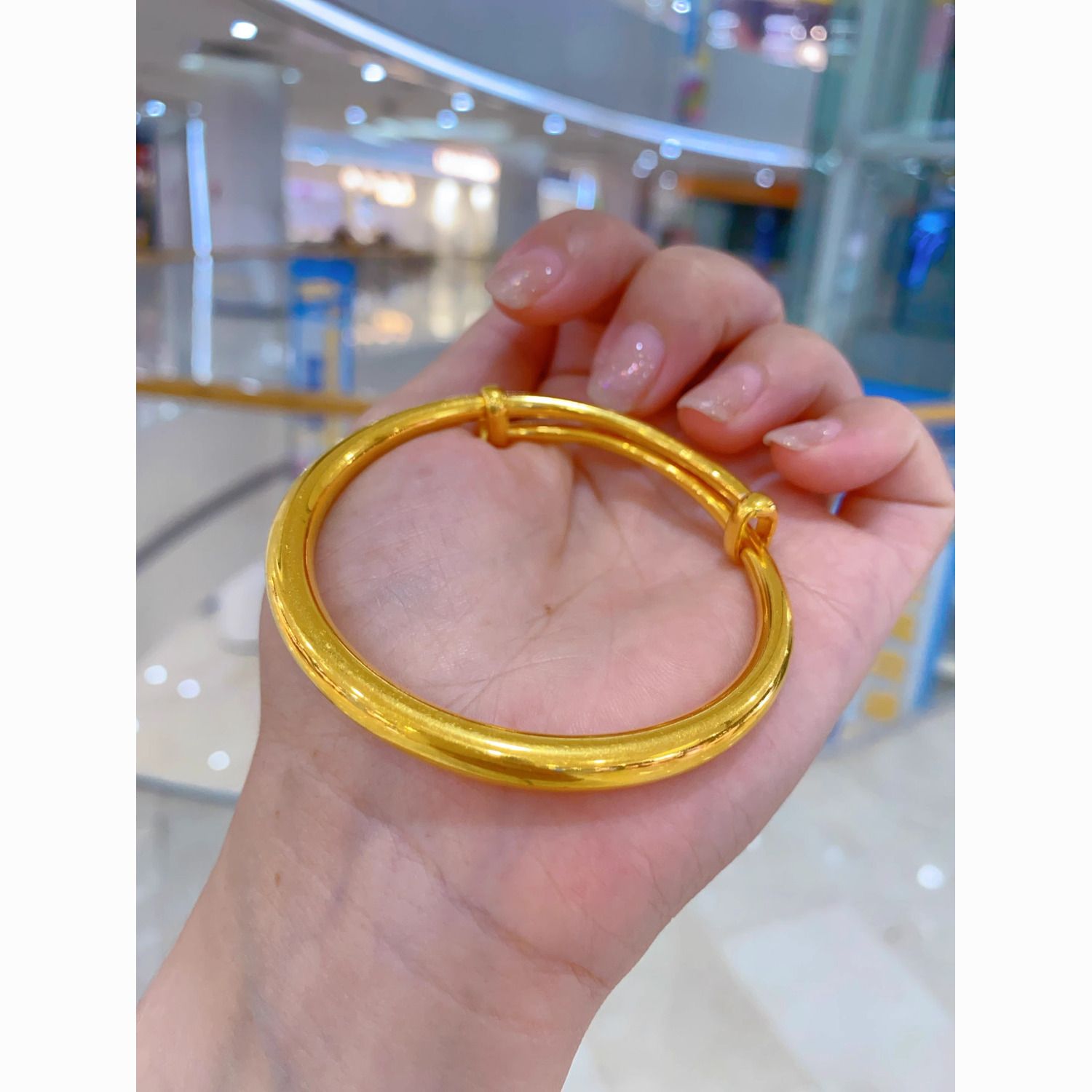 gold-wrapped silver glossy push-pull bracelet women‘s bag gold ring bracelet adjustable fashion all-match gifts for girlfriend