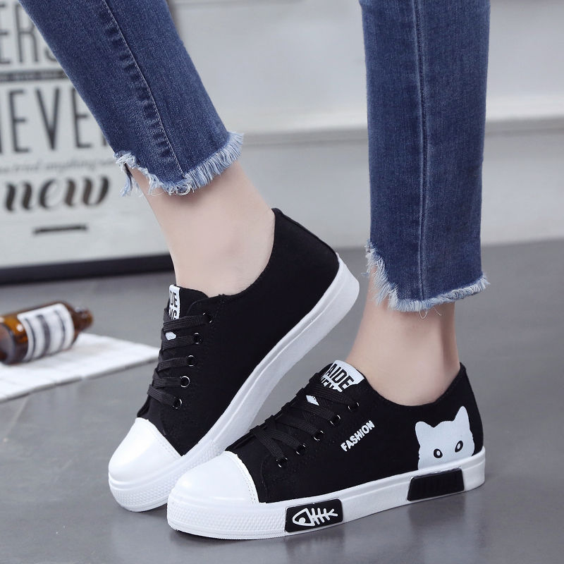 2024 spring new white shoes female student all-matching canvas shoes korean harajuku style board shoes cloth shoes running shoes