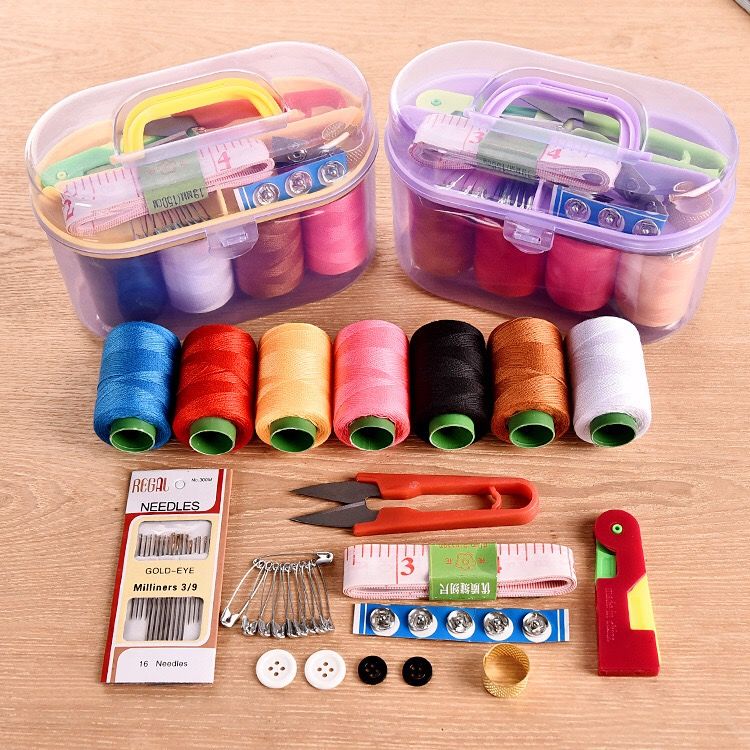 46-piece set sewing kit household five-color line sewing tools portable portable storage box sewing clothes dormitory college students