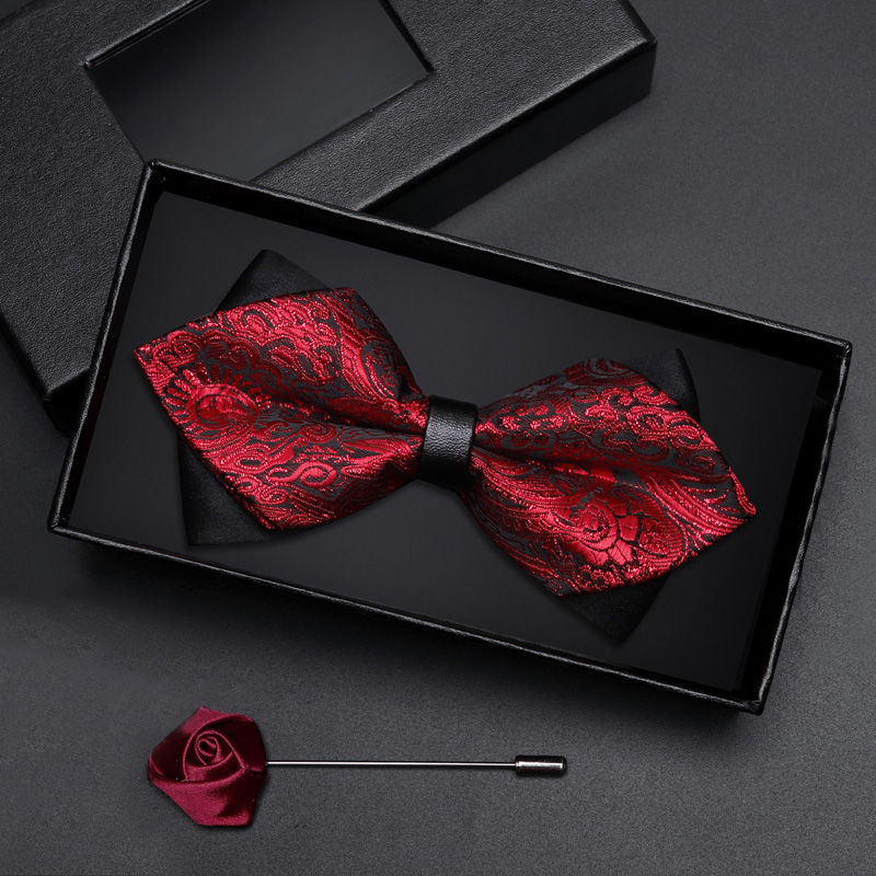 gift box men‘s groom wine red black bow tie formal dress wedding wedding british korean bow