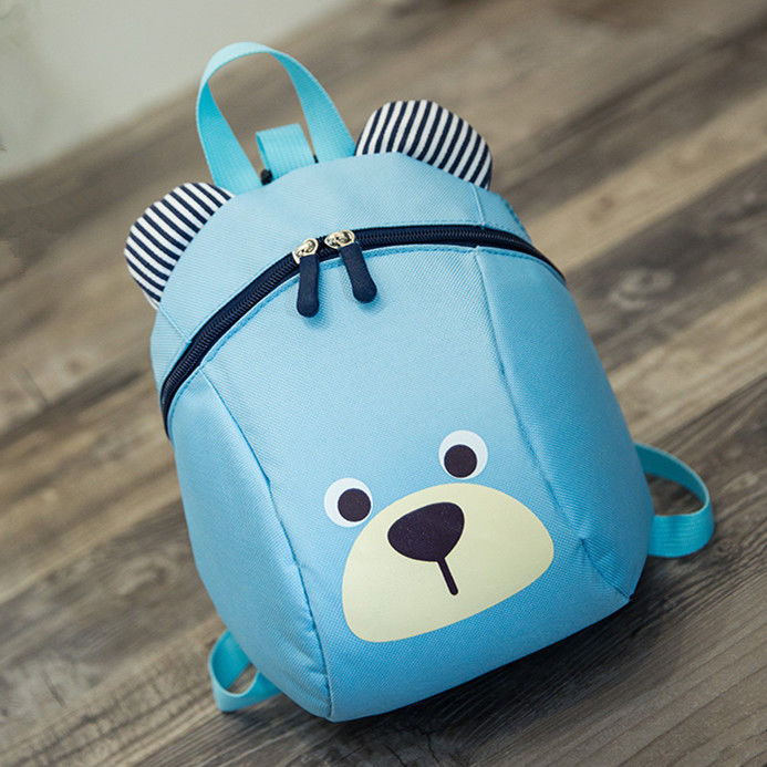 korean style children‘s canvas small schoolbag 1-3 years old infant protection lost cute bear boys and girls baby backpack tide