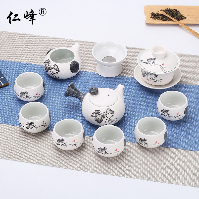 snowflake tea set suit special sale ceramics gaiwan tea cup pot kung fu tea set complete set home living room modern minimalist