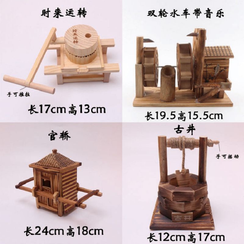 children‘s gift wooden toy wooden fire truck excavator model music box home decoration gifts ancient well