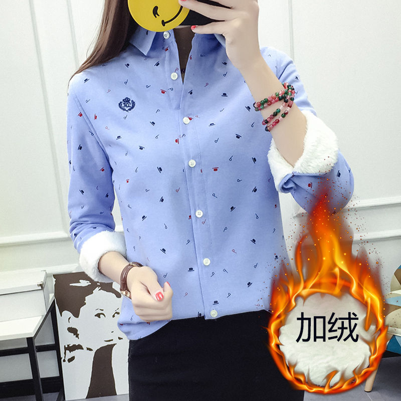 2023 women‘s autumn and winter new korean style fleece thermal long sleeves shirt women‘s thickened cotton padded bottoming shirt women‘s fashion