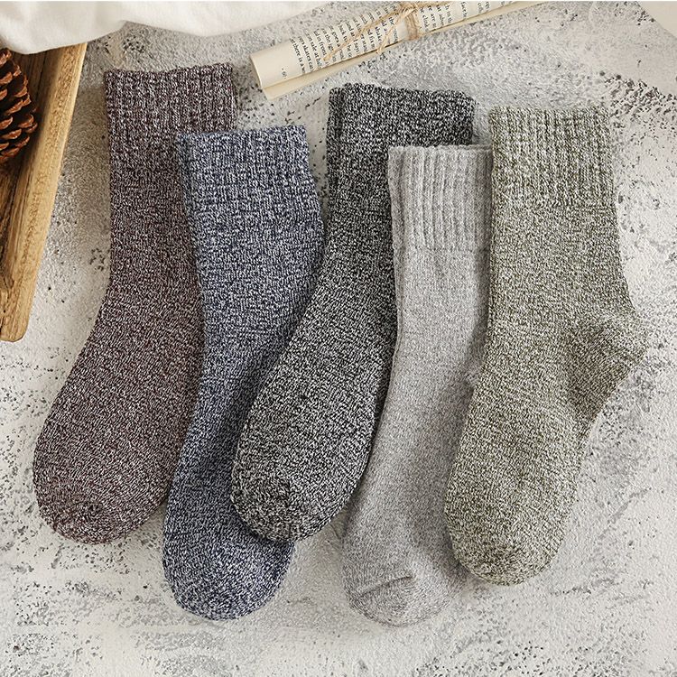 [5 pairs] men's socks autumn and winter cotton socks woolen yarn socks winter warm socks tube socks long socks trendy socks f450