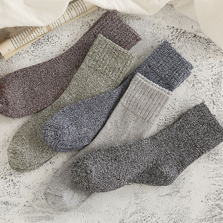 [5 pairs] men's socks autumn and winter cotton socks woolen yarn socks winter warm socks tube socks long socks trendy socks f450