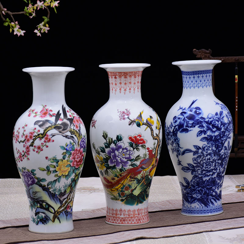 changyou jingdezhen ceramic vase living room decoration flower arrangement bird modern home wine cabinet decoration craft