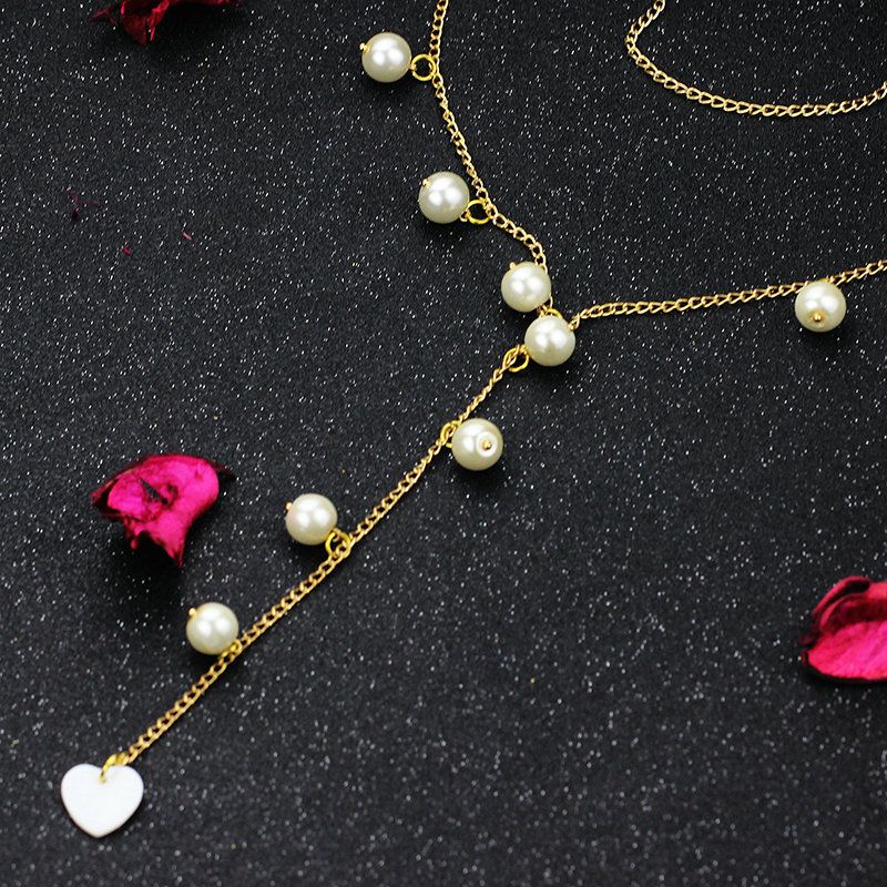 7 Korean Style Flower Long Necklace for Women Ins Non-Fading Asymmetric Crystal Sweater Chain Pearl Girlfriends with Earrings