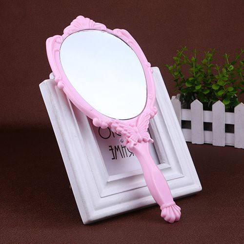 Retro Mirror Handheld Small Size Hand-Hold Mirror Not Foldable and Portable Dressing Makeup Mirror Princess Makeup Mirror