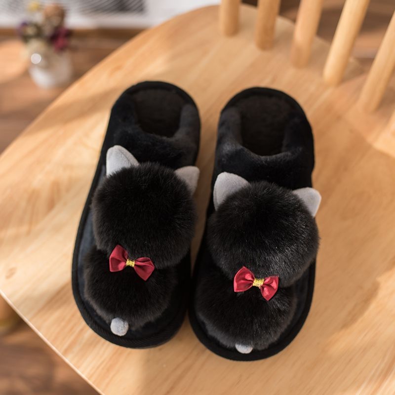 [fleece-lined thickening] winter cute back  cartoon extra thick plush cotton slippers adult slippers for women