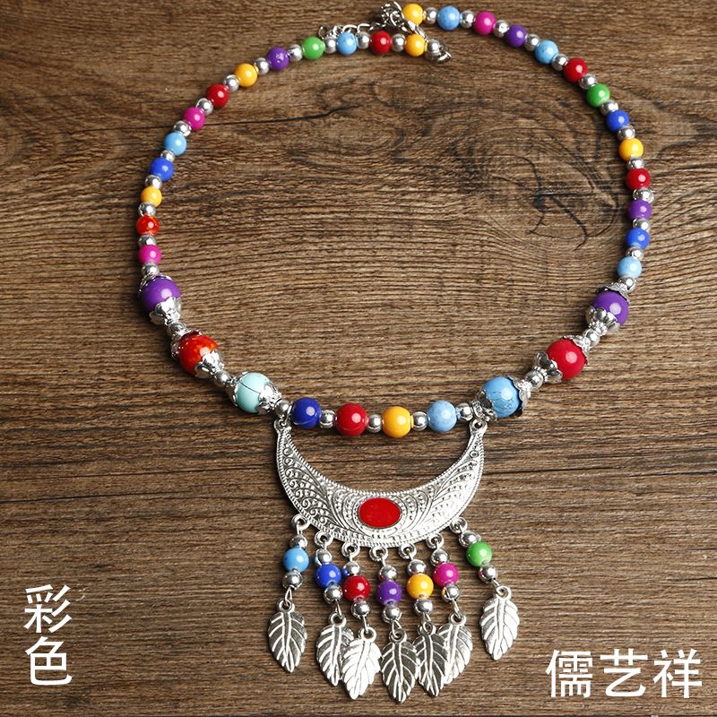 wholesale ethnic style neckband necklace ornament miao silver necklace neck accessories headdress color necklace forehead ornament children‘s hair accessories