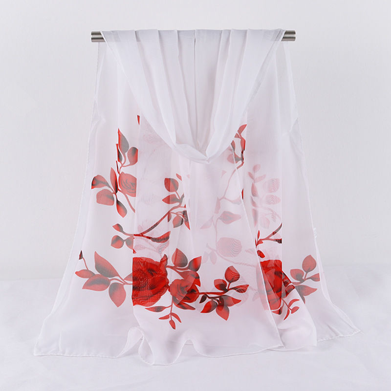 spring and summer floral scarf small shawl sun protection women‘s korean style autumn and winter long gauze kerchief refreshing delicate scarf