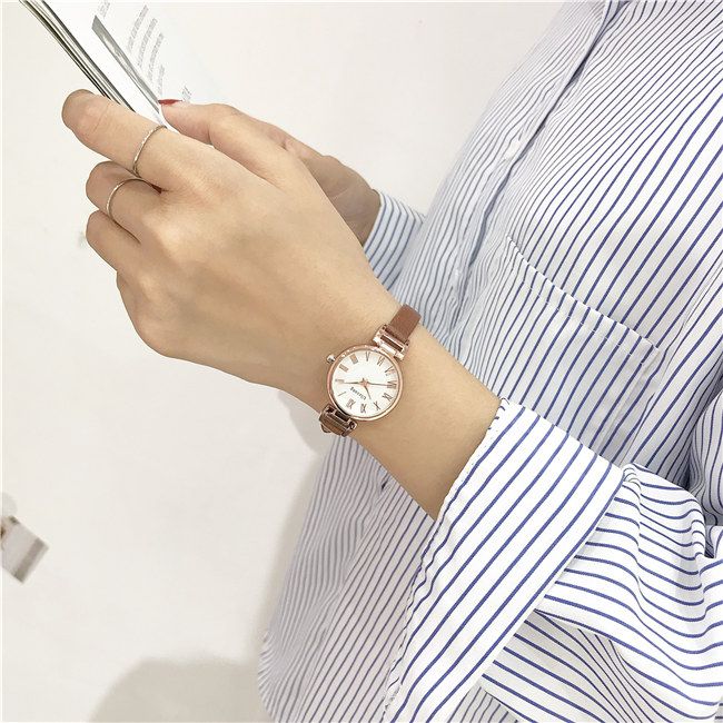INS Watch Girls Middle School Students Korean Simple Retro Mori Style Artistic College Style Small Thin Strap Casual Waterproof