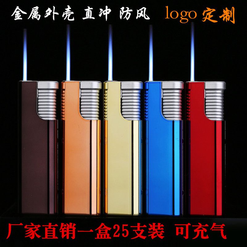 jinbohong inflatable windproof explosion-proof lighter direct punch metal casing disposable advertising customization lettering printing customization