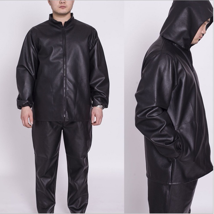 waterproof leather work clothes suit men‘s and women‘s slaughter house oil-proof pu leather overclothes car wash electric motorcycle labor protection leather pants