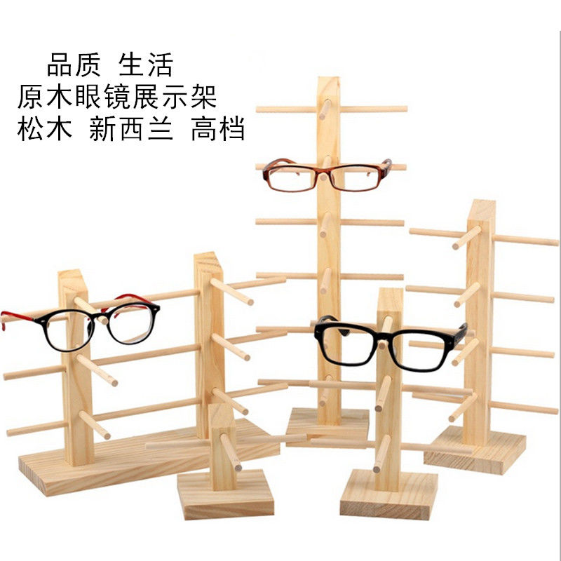 log glasses display stand solid wood new zealand pine sunglasses myopia glasses props