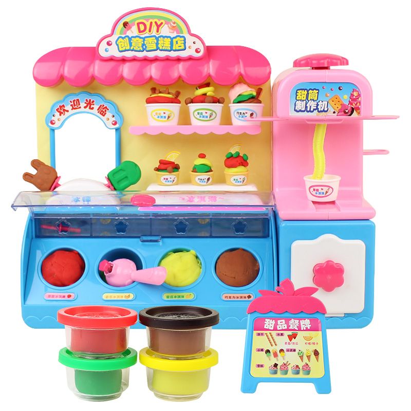 colored cy workshop toys diy creative ice cream shop dessert making ice cream machine multifunctional cy children py house