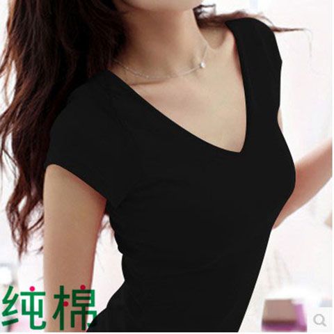 95% Cotton White Short-Sleeved T-shirt Women's Slim Bottoming Shirt Korean Style Tight-Fitting Solid Color Pure Cotton Half Sleeve T-shirt Summer Top