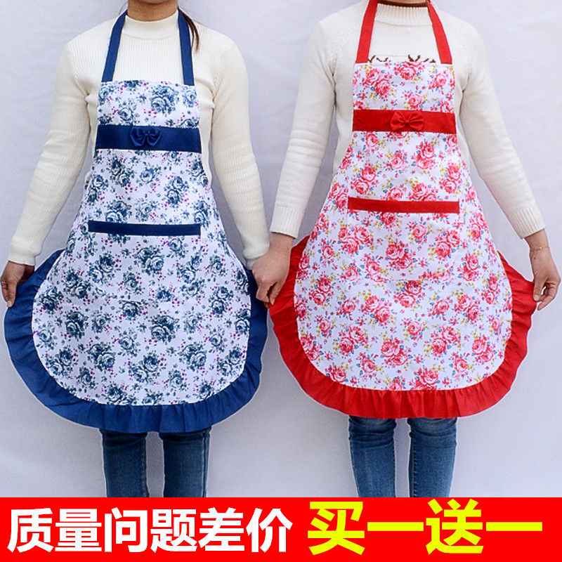 buy one get one free thickening] apron female cute princess restaurant fashion cooking cooking cooking korean strap lace apron