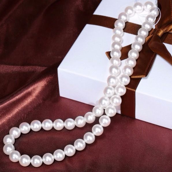 round Pearl Necklace Glass Sweater Necklace Korean Style Clavicle Necklace Imitation Pearl Female Cheongsam Jewelry for Mother