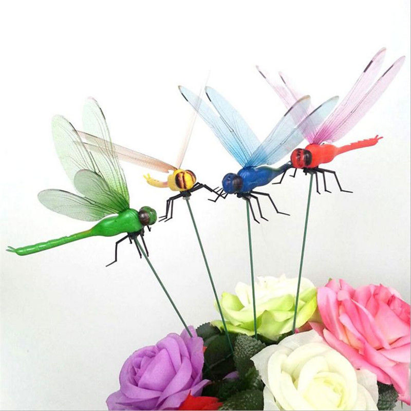 3D Three-Dimensional Anti-Real Shimmer Dragonfly Wall Sticker Refridgerator Magnets Floral Decorative Showcase Living Room Creative Removable Self-Paste