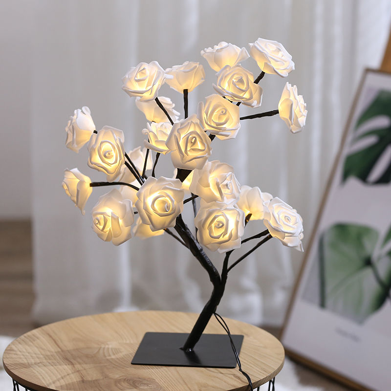 led colored lamp flashing light string light bedroom room cotton ball tree light decorative table lamp creative gift for bestie small night lamp