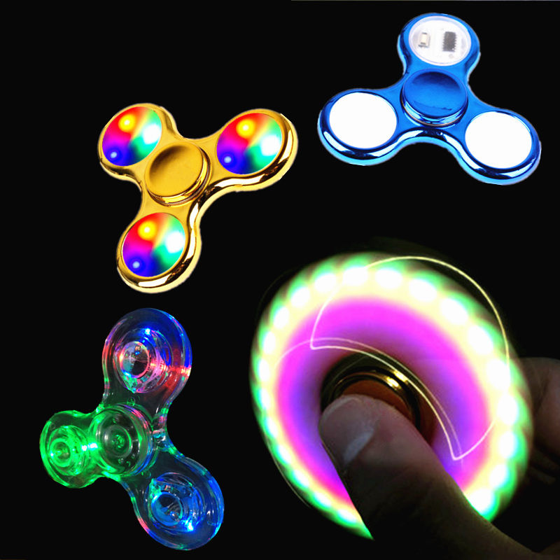 wholesale light-emitting finger gyro adult decompression fingertip gyro luminous toy children crystal gyro toy