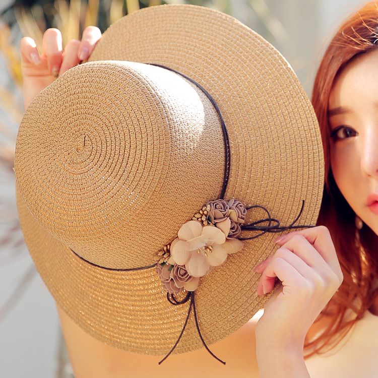 straw hat women‘s korean-style all-match summer sun-proof western style sun protection hat wholesale foldable casual vacation beach sun hat