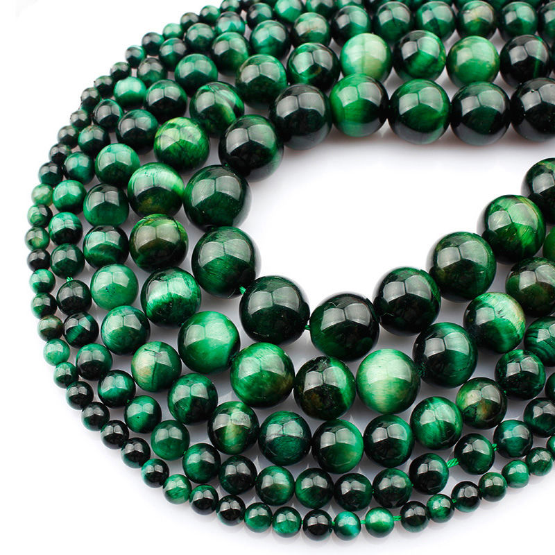 7a natural green tigereye scattered beads green tiger eye‘ stone round beads semi-finished diy handmade bracelet crystal accessories