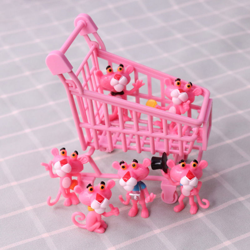 Blind Bag Blind Box Pink Panther Doll Doll Decoration Cute Cheap Cartoon Pink Naughty Leopard Shopping Cart Cake Decorations
