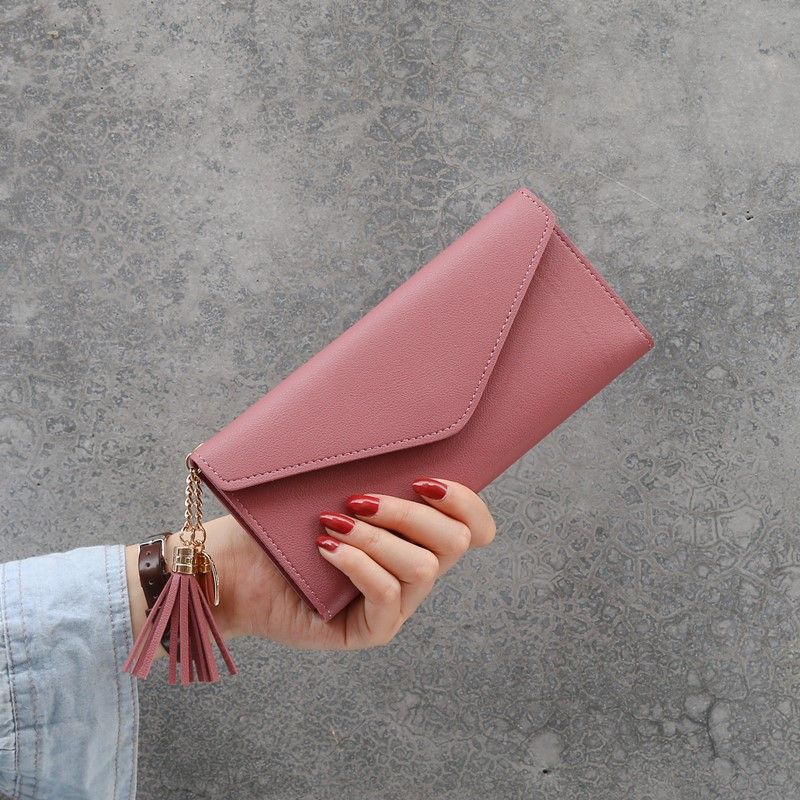 new simple super soft lightweight high-end women‘s wallet women‘s long tri-fold wallet korean cute coin purse card holder