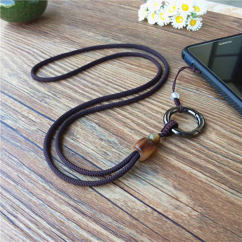 chinese style mobile phone lanyard female neck rope men‘s anti-lost hang rope short lace solid fastened ring phone case lanyard