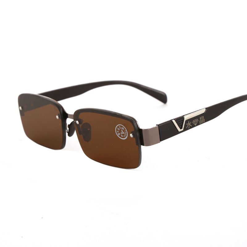 Natural Crystal Stone Sun Glasses Male Trendy Driver Driving Personalized Sunglasses Cool Brown Shading Glasses