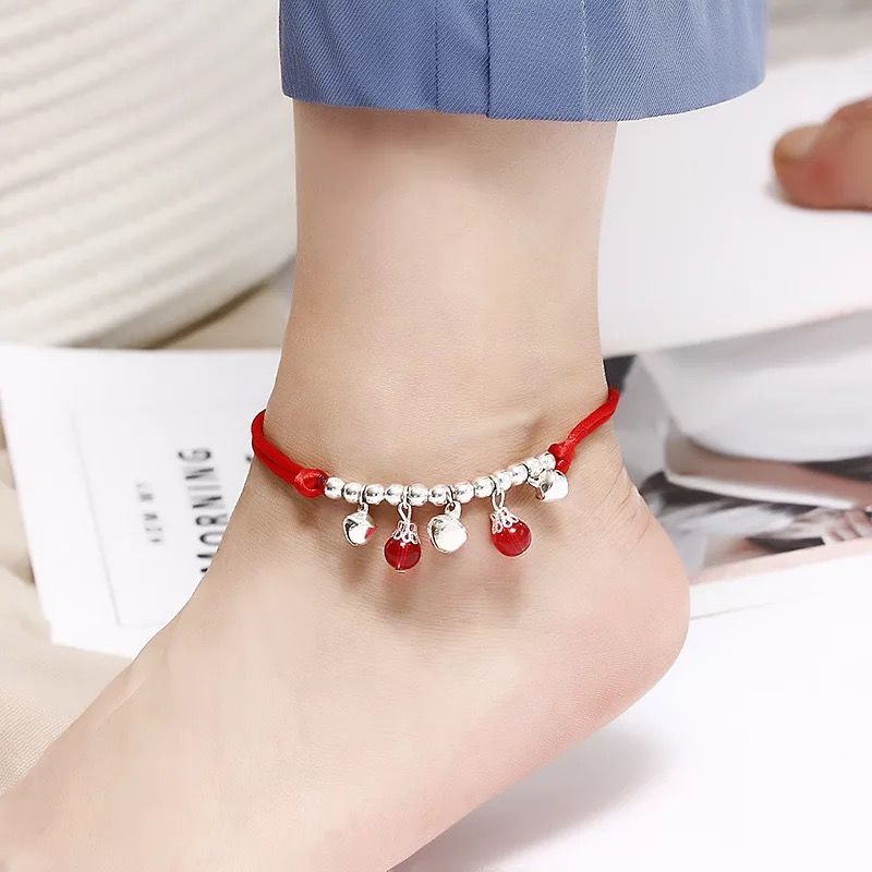 Buy One Get One Free Hand-Woven Student Minimalist Anklet Red Rope Birth Year Bell Agate Vintage Foot Bracelet Ornament