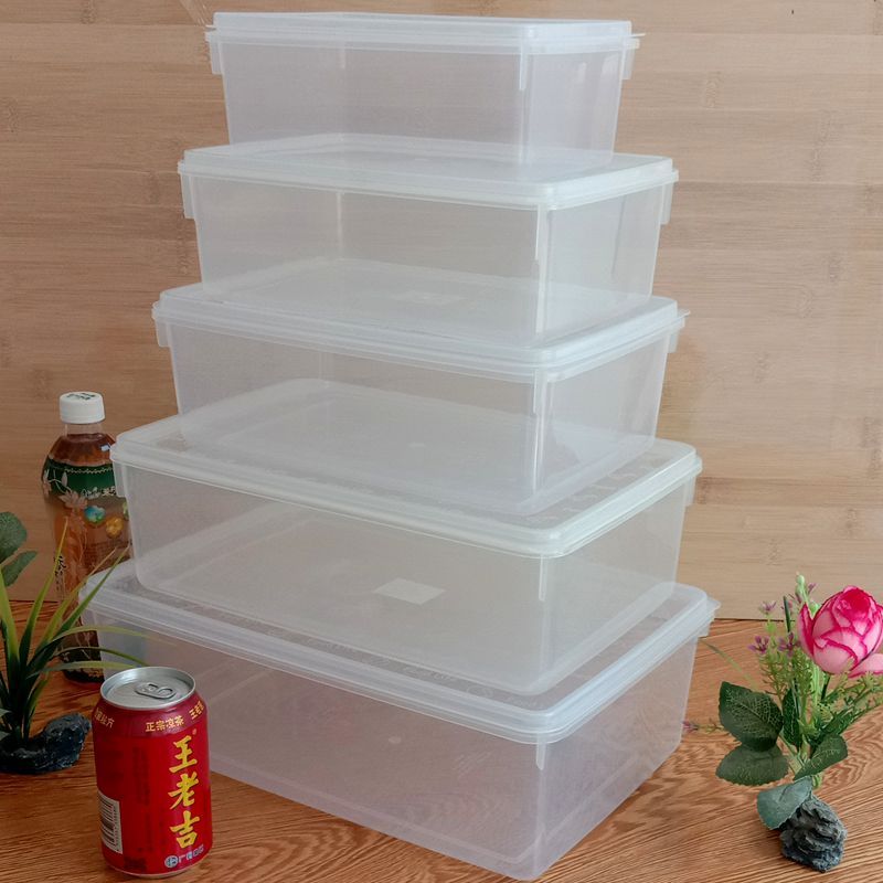 Plastic Crisper Rectangular Transparent Kitchen Storage Crisper Dried Fruit Fruit Container Sealed Box Large and Small Sizes