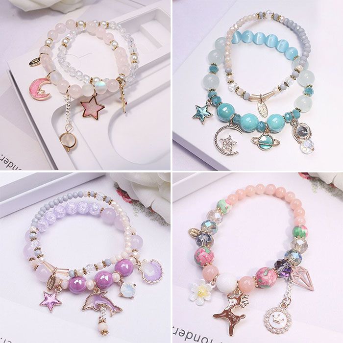 Korean Girl's Crystal Bracelet Korean Style Versatile Student Mori Style Girlfriends Bracelet Simple Bracelet Jewelry