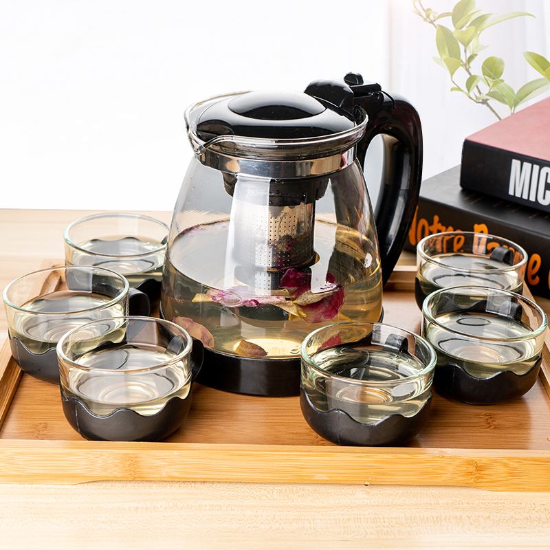 1000/2000ml teapot heat-resistant explosion-proof glass teapot flower tea teapot set large capacity tea set kettle