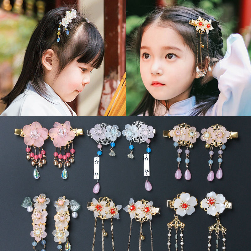 new year barrettes chinese style children‘s ancient costume headwear female han costume a pair of hairclips spring festival hair accessories baby vintage tassel hairpin