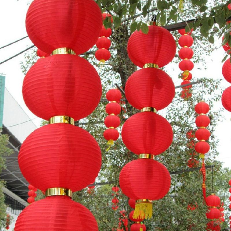 Waterproof Silk Cloth Lantern Customized Light Source Dance Folding Outdoor Advertising Multi-Red Net Red Lantern Skewers