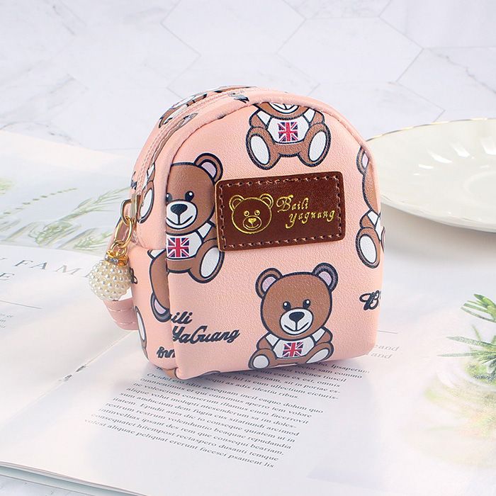 korean style creative cartoon change purse girl‘s heart net red bear small bookbag keychain convenient coin purse