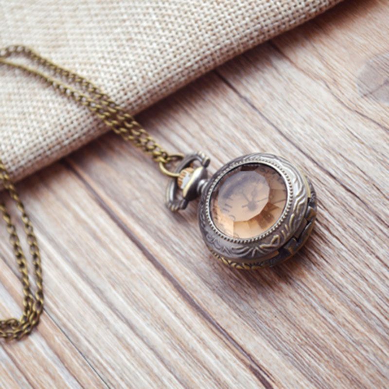 retro fashion trends brown glass surface pocket watch flip vintage pocket watch for the elderly student necklace ornament pendant watch