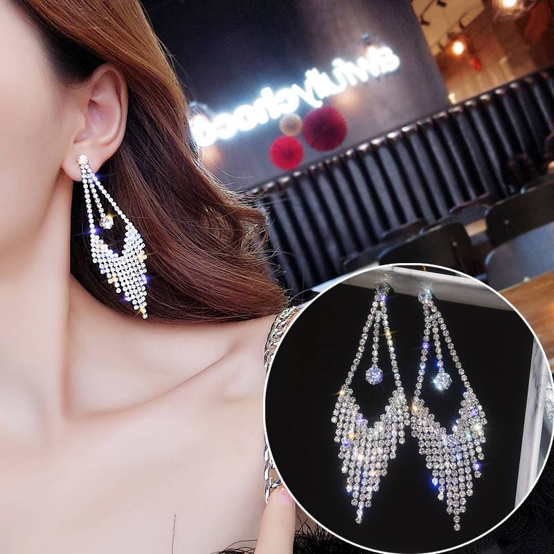 Thin Earrings Fairy Long Korean Personality Trendy Grace Silver Stud Earrings Pearl Tassel Eardrops Anti-Allergy Earrings for Women