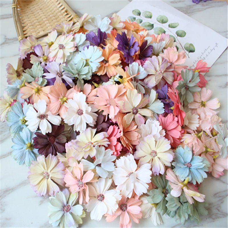 artificial silk flower mori style chrysanthemum flower head handmade diy wedding celebration flower wall corsage decoration oil painting star flower new