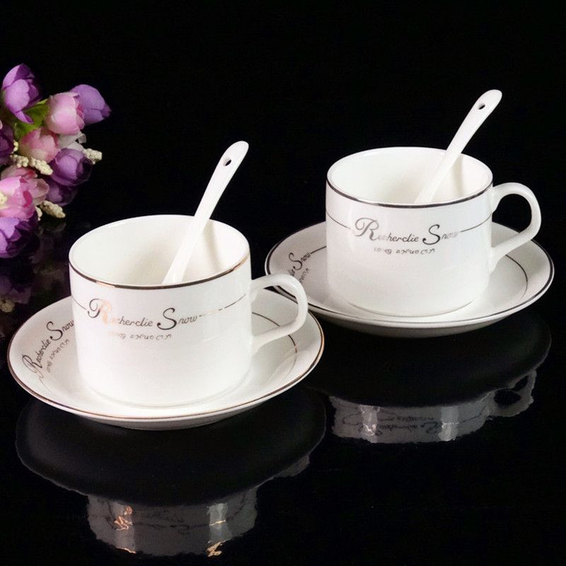 european style coffee cup suit bone china coffee cup 3-piece set creative ceramic coffee set logo customization