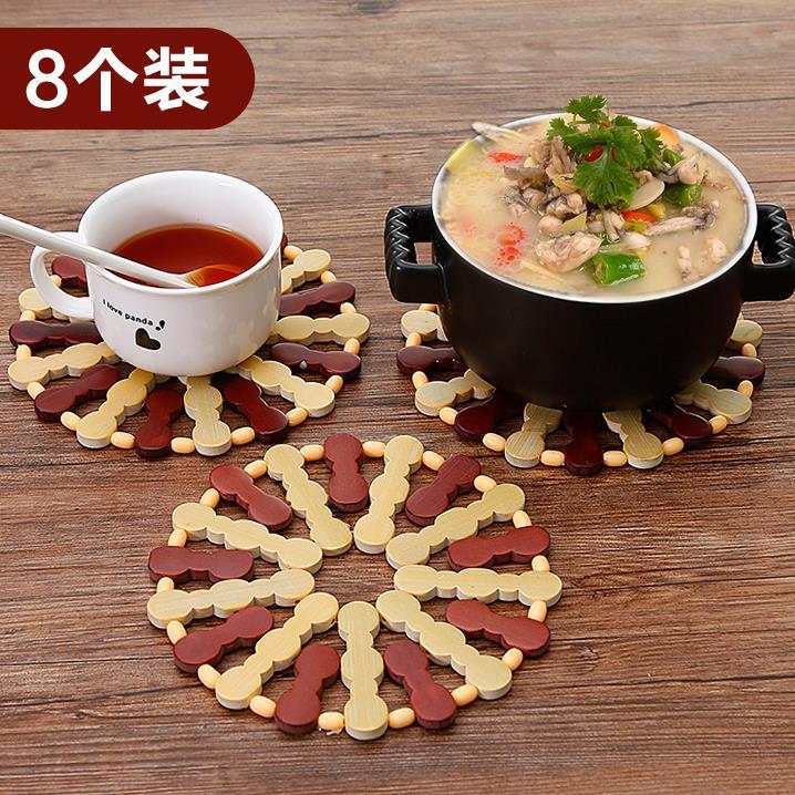 european-style hollow-out heat proof mat bamboo coasters household anti-scald round plate dining table cushion casserole anti-burn mat coaster