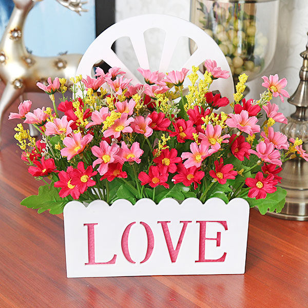 Artificial Fake Flower Hanging Basket Set Wall Hanging Fence Wall Decoration Hanging Basket Indoor Wall Mounted Hanging Decoration Wall Hanging Ornamental Flower